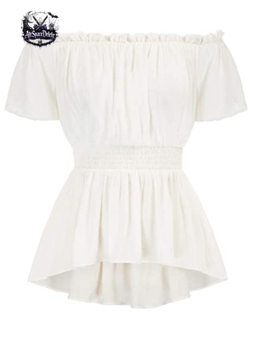 Short Sleeve Peplum Top Off Shoulder Peasant Pirate Blouse Renaissance Shirt